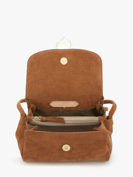 Sac Bandoulière S Agnes Cuir Velours Etrier Marron agnes EAGV205S vue secondaire 6